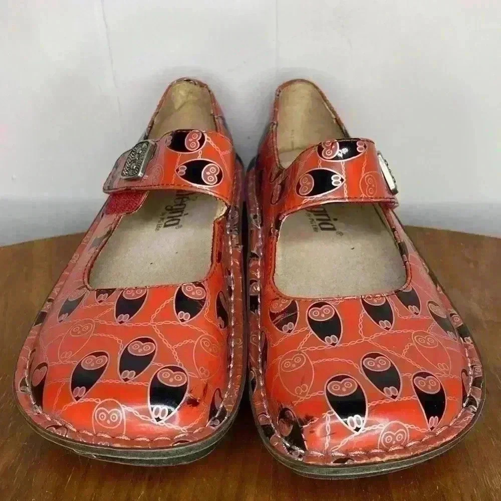 Alegria Paloma Coral Owl Print Patent Leather Women's Size Eur 35 US 5 - Picture 3 of 10